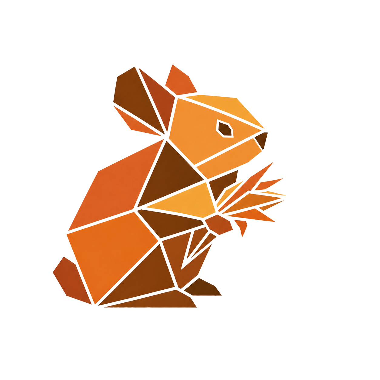 An orange geometric pika holding a bundle of grasses, the lru-cache-clustered project mascot.